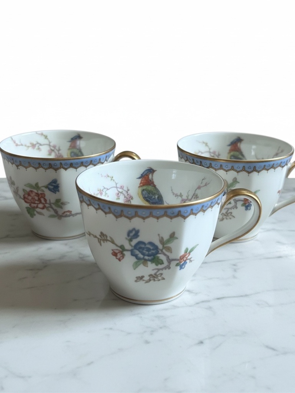 Three Theodore Haviland Limoges France Bird of Paradise Demitasse Teacups
